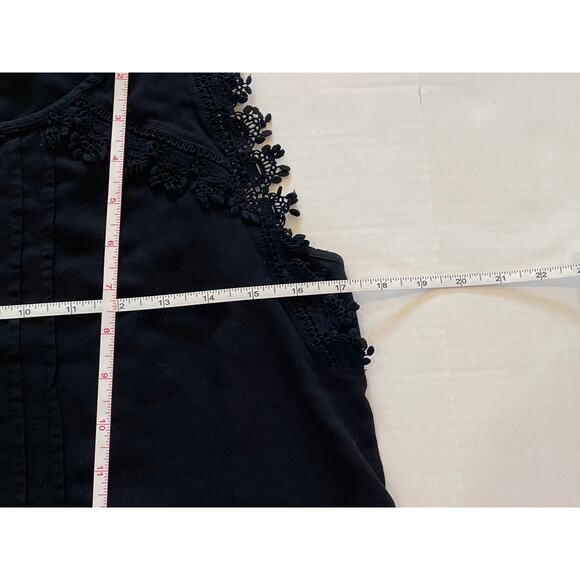 LOFT Black Sleeveless Blouse Lace Trim, Size SP - Picture 10 of 11
